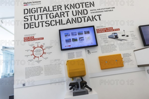 Stuttgart ITS information tower. In the exhibition, Deutsche Bahn AG provides information about the