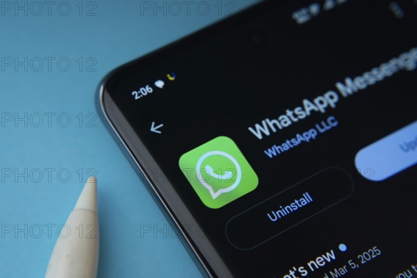 Dhaka, Bangladesh- 04 July 2025: The WhatsApp app from Google Playstore is displayed on a