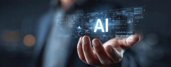 Concept of human and AI Artificial intelligence cooperation and coexisting while increasing