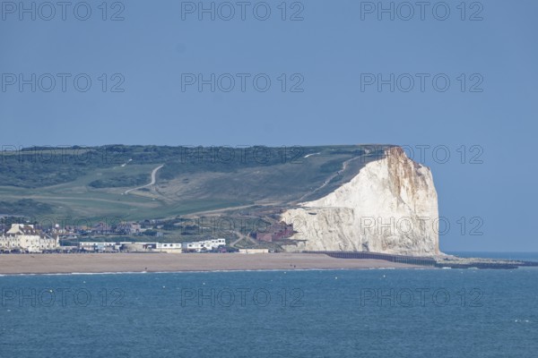 Beach and pier in Eastbourne, seaside resort on the English Channel, in the county of East Sussex,