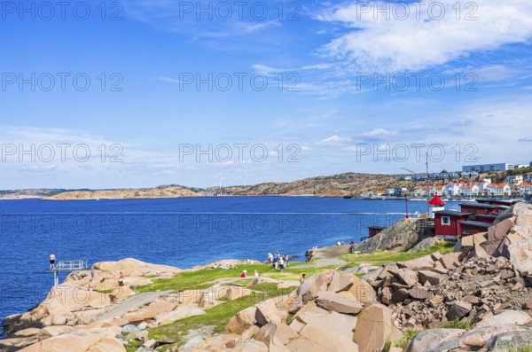Rinkenäs seaside resort and view of the archipelago, coast of Lysekil, Bohuslän, Västra Götalands