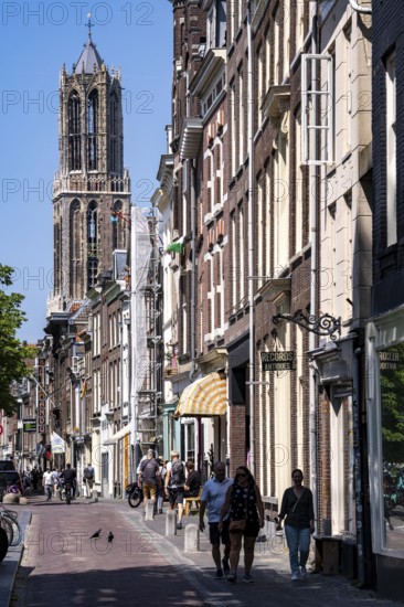 The historic centre of Utrecht, with many old houses, Dom tower, highest church tower in the