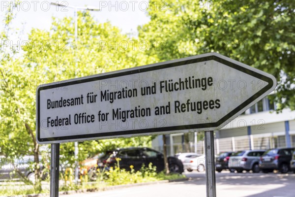Federal Office for Migration and Refugees (BAMF) . Sign with federal eagle. Competent authority for