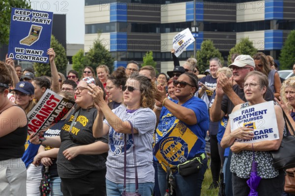 Southfield, Michigan - Nurses rally outside Corewell Health during their fight for a union contract