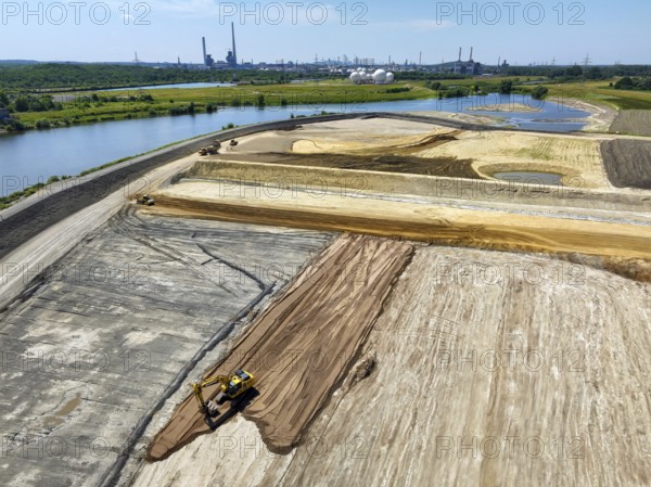 Haltern-Marl, North Rhine-Westphalia, Germany - Lippe, flood protection in the