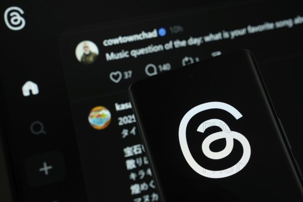 Dhaka, Bangladesh - 18 March 2025: The logo of the threads is displayed on a smartphone screen, and