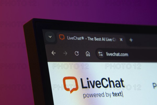 Dhaka, Bangladesh- 02 June 2025: Close-up of a computer screen displaying the LiveChat web