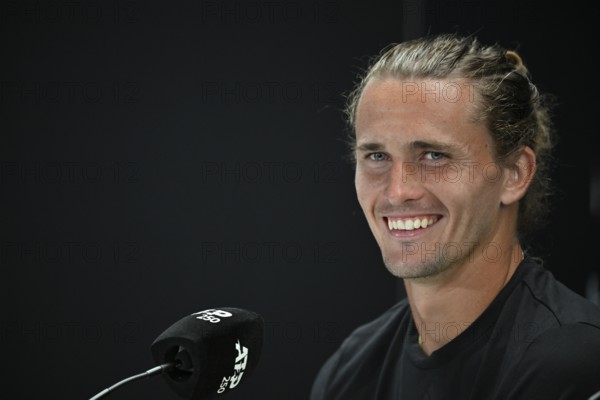 Press conference, PK, portrait, Alexander Zverev GER, smiles, tennis, ATP 250, BOSS Open 2025,