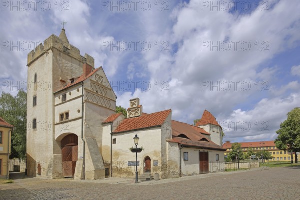 Historic Marientor, former town fortification, town wall, town gate, town tower, Saale, Naumburg,