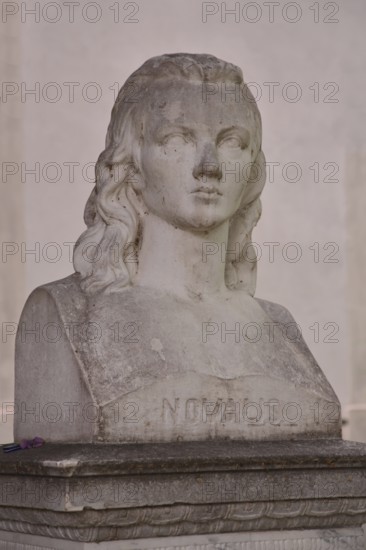 Novalis monument to writer and philosopher Friedrich von Hardenberg, head, bust, Weißenfels,