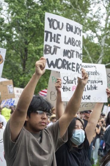 Detroit, Michigan USA - 14 June 2025 - Thousands gathered for a 'No Kings' rally, protesting