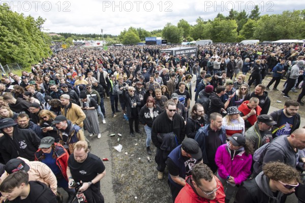 Festival visitors in front of the main entrance at the Rock am Ring Festival on Friday, Nürburgring
