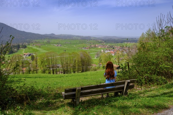 View of the Leitzach Valley from the Schwarzenberg near Hundham, Leitzach Valley, Upper Bavaria,
