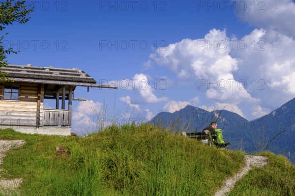 At the summit, Magdalena Neuner Weg, Krepelschrofen, Wallgau, Werdenfelser Land, Upper Bavaria,