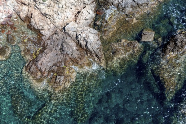 Aerial view, rocky coast, Corsica, France
