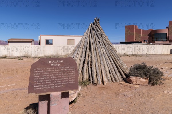 Hualapai wikiup exhibit teaches about native American culture at Grand Canyon West near Peach