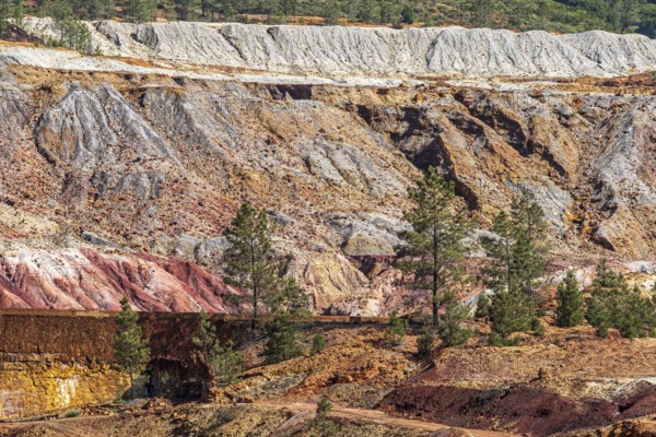 Rio Tinto mining area, destroyed nature and remains of mining activities, views along the touristic