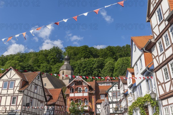 Half-timbered idyll of the old town of Bad Sooden, Allendorf, district Bad Sooden, townscape with