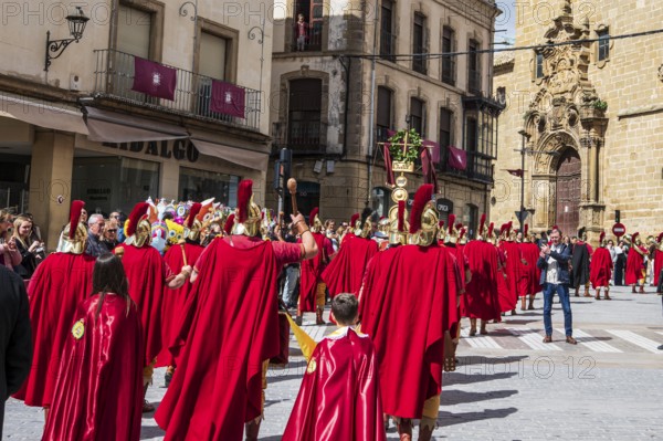Drum and trumpet band parading through the streets of Ubeda during the celebration of the