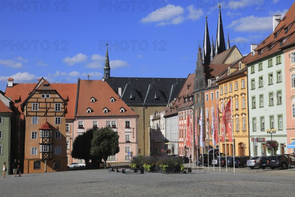 Market square with Stöckl, town hall and St Nicholas, Cheb, Eger, Egerland, Bohemia, Czech
