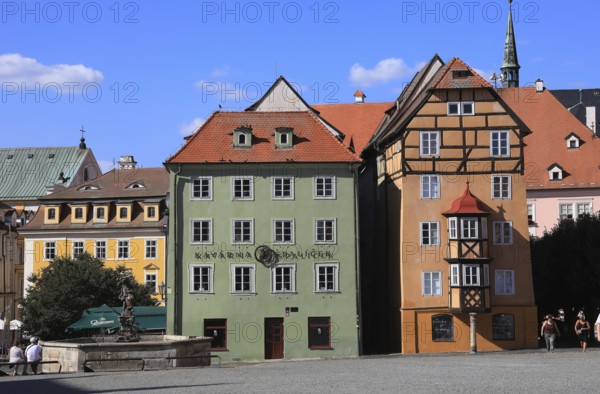 Stöckl, a historic block of houses on the market square, Cheb, Eger, Egerland, Bohemia, Czech