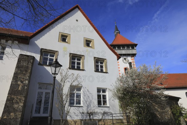 St Gangolf and the Gangolf Tower at the Terraced Gardens, medieval fortification tower, Hollfeld,
