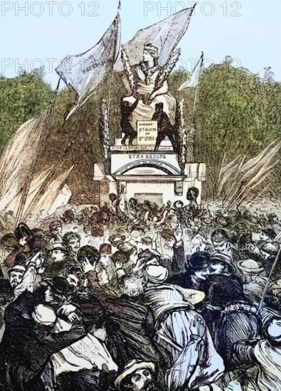 The statue of the city of Strasbourg around 1850, Paris, France, digital reproduction of a