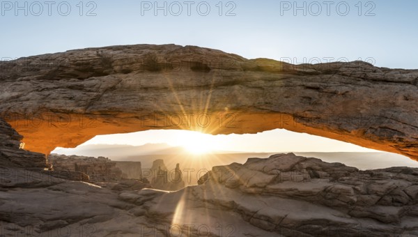 View through Natural Arch, Mesa Arch, Sunrise, Grand View Point Road, Island in the Sky,