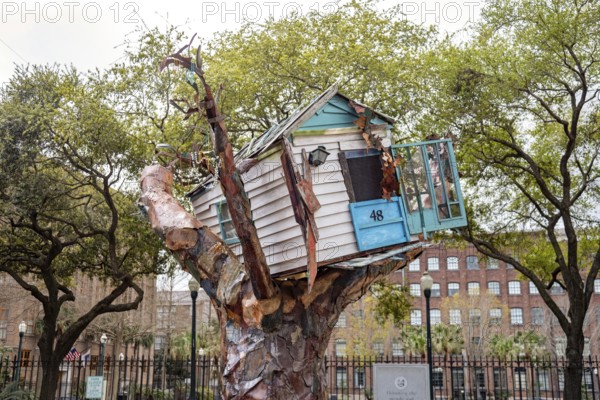New Orleans, Louisiana - A Hurricane Katrina Memorial, by artist Sally Heller, across the street