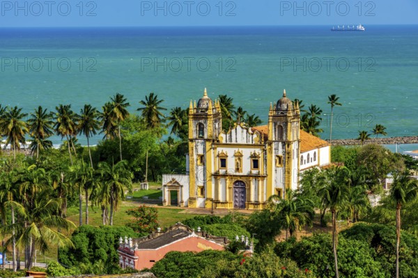 Historic church on the seafront in the historic city of Olinda in Pernambuco, Olinda, Pernambuco,