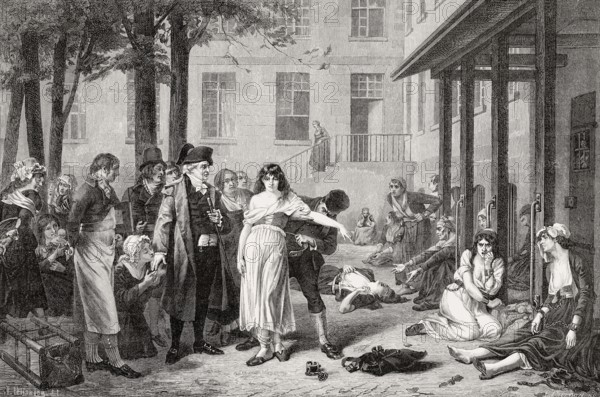 Dr. Philippe Pinel ordering the removal of chains from patients at the Paris Asylum for insane