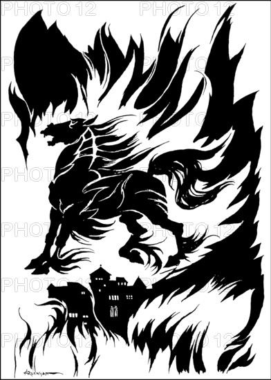 Metzengerstein by Edgar Allan Poe, illustration from Poe's Tales of Mystery & Imagination by Arthur