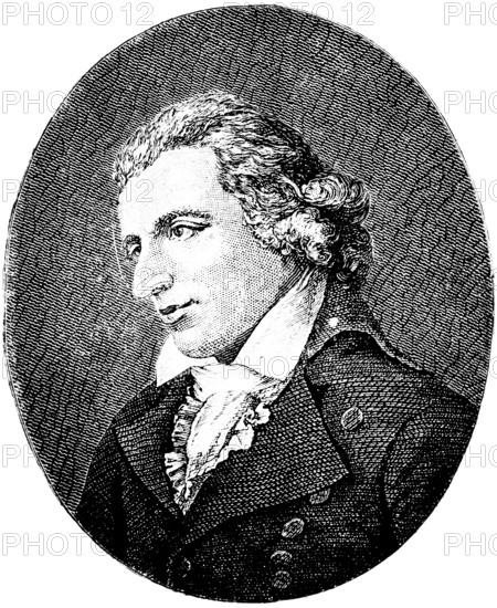 Johann Christoph Friedrich von Schiller (1759 Marbach, 1805 Weimar) Portrait by Simanowitz 1793,