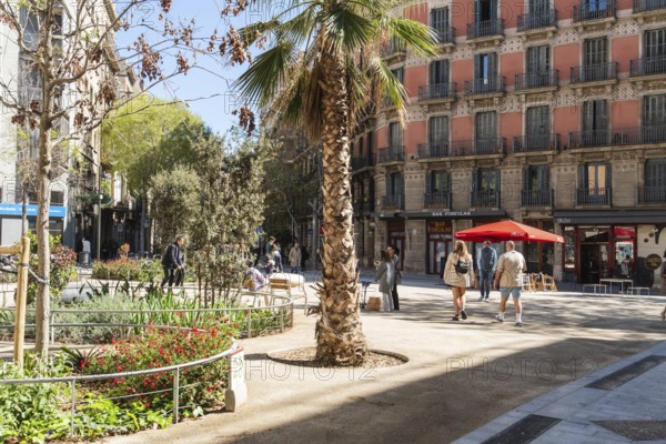 Superblock or Superilla in the Eixample neighbourhood, a highly restricted area of the city in