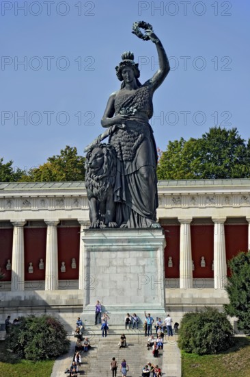 Colossal statue of Bavaria in front of the Hall of Fame, Colossal bronze statue at the Oktoberfest,