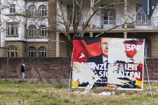 Election poster of the SPD party with Olaf Scholz for the Bundestag election 2025. BTW25. The large