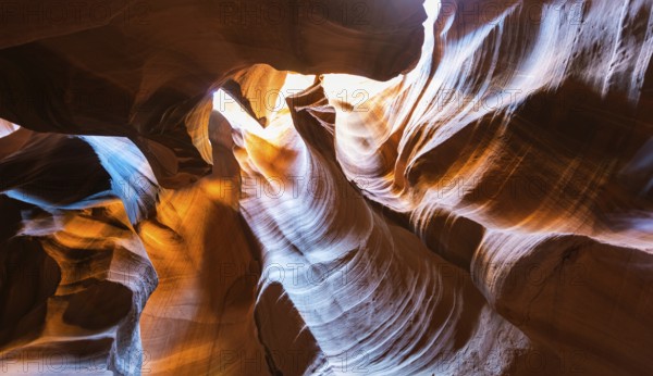 Sandstone formations, light, eroded rock in Slot Canyon, Upper Antelope Canyon, Page, Navajo