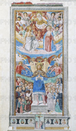 Saint Sebastian as intercessor, San Sebastiano con devoti, fresco by Benozzo Gozzoli, Chiesa di