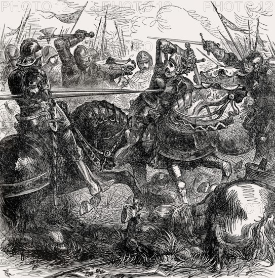 Death of King Richard III at the Battle of Bosworth Field on 22nd August 1485 in the Wars of the