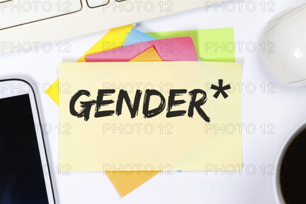 Gendering with gender stars as a symbol for gender-appropriate language Communication concept on