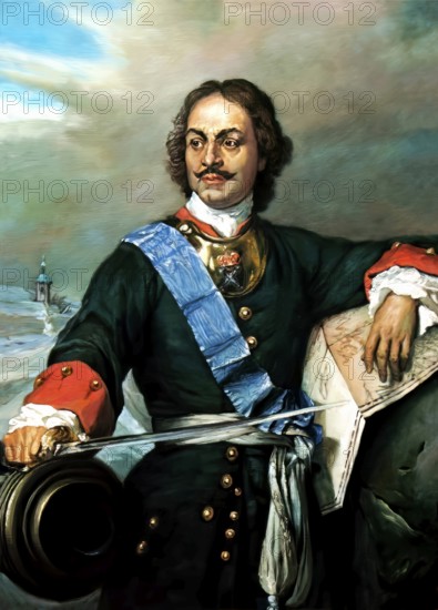 Portrait of Peter the Great, Peter I or Pyotr Alexeyevich Romanov, 1672-1725, Emperor of the