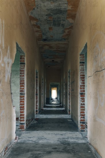 Hallway to office space, abandoned Swift factory, The Swift refrigerator in Puerto San Julián,