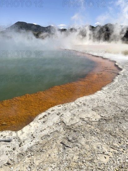 Champagne Pool at the Waiotapu Thermal Track in the colourful geothermal area of Waiotapu Thermal