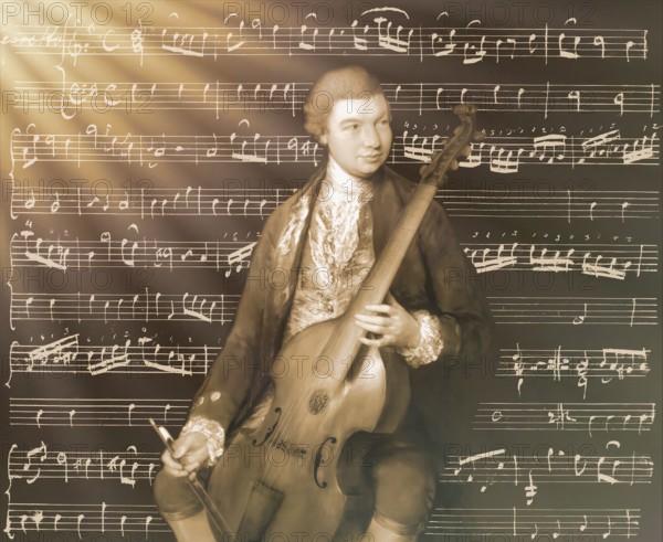 Carl Friedrich Abel, 1723? – 1787, German composer, digitally edited according to a painting by