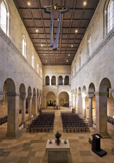 Interior view with nave, Collegiate Church of St Servatius, UNESCO World Heritage Site,