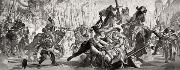 Knight tournament at the market square in Munich, the marriage of William V, Duke of Bavaria,