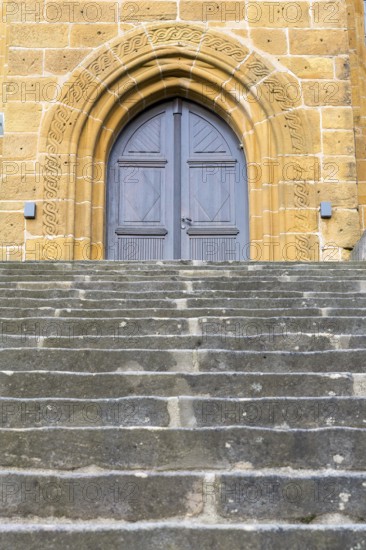 Long and wide staircase to the Gügelkirche St. Pankratius on the Gügel near Scheßlitz, Upper