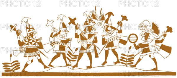 Pottery design, Inca Warriors, 1530s