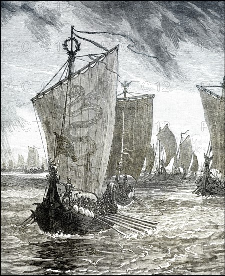 The Danish King Anlaff Sails from Ireland with Cumbrian and Scottish Allies and enters the Humber,