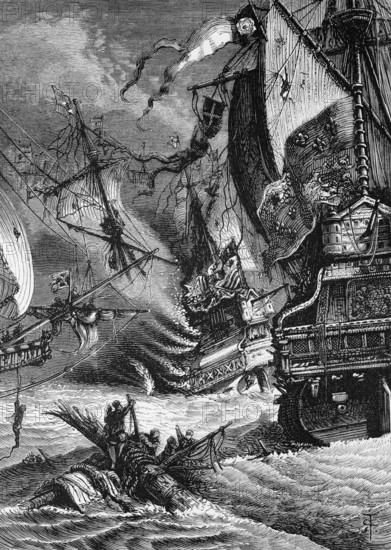 The defeat of the Spanish Armada by Queen Elizabeth I's Royal Navy in the Battle of Gravelines in